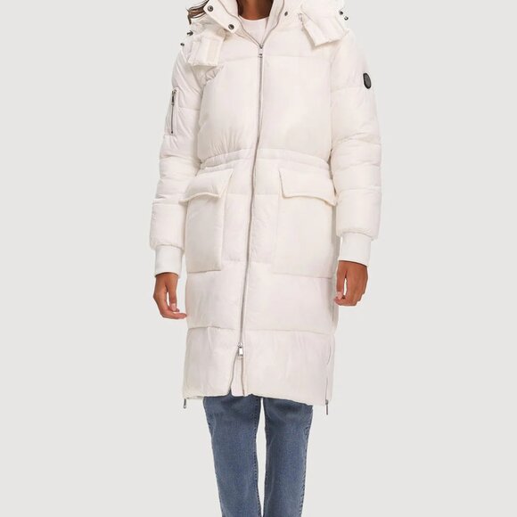 Noize Reo White Long Length Puffer Jacket size Medium (no hood) - Picture 2 of 3